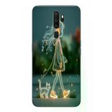 Oppo A5 2020 Uyumlu Kedili Neon Kız Baskılı Silikon Kılıf