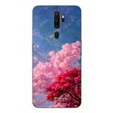 Oppo A5 2020 Uyumlu Kırmızı Pembe Ağaçlar Baskılı Silikon Kılıf