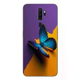 Oppo A5 2020 Uyumlu Mavi Kelebek Baskılı Silikon Kılıf