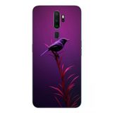 Oppo A5 2020 Uyumlu Mor Kuş Dalda Baskılı Silikon Kılıf