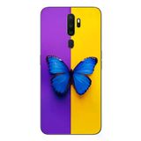 Oppo A5 2020 Uyumlu Mor Sarı Kelebek Baskılı Silikon Kılıf