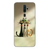 Oppo A5 2020 Uyumlu Neşeli Kedi Ailesi Baskılı Silikon Kılıf