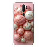 Oppo A5 2020 Uyumlu Pembe Beyaz Kırık Toplar Baskılı Silikon Kılıf