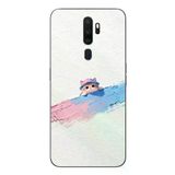 Oppo A5 2020 Uyumlu Pembe Mavi Kedi Baskılı Silikon Kılıf