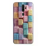 Oppo A5 2020 Uyumlu Pembe Tüylü Kareler Baskılı Silikon Kılıf