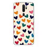 Oppo A5 2020 Uyumlu Renkli Kalpler Baskılı Silikon Kılıf