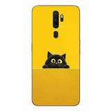 Oppo A5 2020 Uyumlu Sarı Gözlü Kedi Baskılı Silikon Kılıf