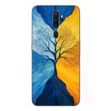 Oppo A5 2020 Uyumlu Sarı Mavi Ağaç Baskılı Silikon Kılıf