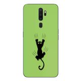 Oppo A5 2020 Uyumlu Tutunan Kedi Baskılı Silikon Kılıf