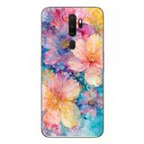 Oppo A5 2020 Uyumlu Yağlı Boya Çiçekler Baskılı Silikon Kılıf