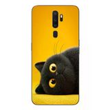 Oppo A5 2020 Uyumlu Yan Bakan Siyah Kedi Baskılı Silikon Kılıf