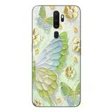 Oppo A5 2020 Uyumlu Yeşil Mavi Kelebek Baskılı Silikon Kılıf