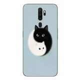 Oppo A5 2020 Uyumlu Yin Yang Kediler Baskılı Silikon Kılıf