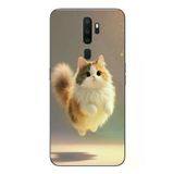 Oppo A5 2020 Uyumlu Zıplayan Kedi Baskılı Silikon Kılıf