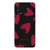 Oppo A55 4G İle Uyumlu Siyah Dark Cherry Desenli Silikon Kılıf