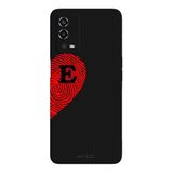 Oppo A55 4G İle Uyumlu Siyah E Harfli Touch of Love Desenli Silikon Kılıf