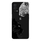 Oppo A55 4G İle Uyumlu Siyah E Harfli Wild Lovers Desenli Silikon Kılıf