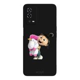 Oppo A55 4G İle Uyumlu Siyah Fluffy Hug Desenli Silikon Kılıf