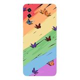Oppo A55 4G İle Uyumlu Siyah Gökkuşağı Kanatları Desenli Silikon Kılıf