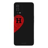 Oppo A55 4G İle Uyumlu Siyah H-Harfli Touch of Love Desenli Silikon Kılıf