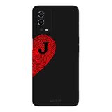 Oppo A55 4G İle Uyumlu Siyah J Harfli Touch of Love Desenli Silikon Kılıf