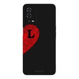 Oppo A55 4G İle Uyumlu Siyah L Harfli Touch of Love Desenli Silikon Kılıf