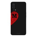 Oppo A55 4G İle Uyumlu Siyah M-Harfli Touch of Love Desenli Silikon Kılıf