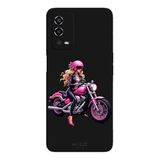 Oppo A55 4G İle Uyumlu Siyah Pink Rider Desenli Silikon Kılıf