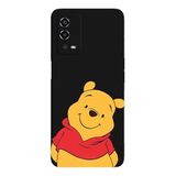 Oppo A55 4G İle Uyumlu Siyah Pooh Smile Desenli Silikon Kılıf