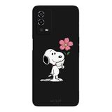 Oppo A55 4G İle Uyumlu Siyah Snoopy Bloom Desenli Silikon Kılıf