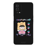 Oppo A55 4G İle Uyumlu Siyah Toast Smile Desenli Silikon Kılıf
