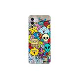 Oppo A55 ile Uyumlu Grafiti Doodle Tasarımlı Şeffaf Silikon Kılıf