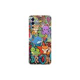 Oppo A55 ile Uyumlu Grafiti Mini Tasarımlı Şeffaf Silikon Kılıf