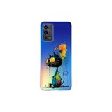 Oppo A55 ile Uyumlu Splash Kedi Tasarımlı Şeffaf Silikon Kılıf
