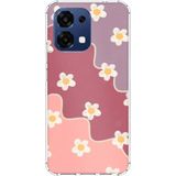 Oppo A6 PRO Uyumlu Gül Kurusu ve Lila Tonlu Dalgalı Papatya Baskılı Silikon Kılıf