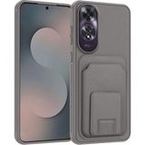 Oppo A60 Uyumlu Kılıf Zebana Flexstand Kartlıklı Silikon Kılıf Gri
