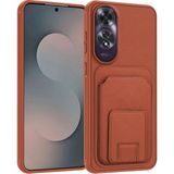 Oppo A60 Uyumlu Kılıf Zebana Flexstand Kartlıklı Silikon Kılıf Kahverengi
