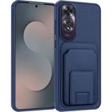Oppo A60 Uyumlu Kılıf Zebana Flexstand Kartlıklı Silikon Kılıf Lacivert