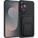 Oppo A60 Uyumlu Kılıf Zebana Flexstand Kartlıklı Silikon Kılıf Siyah