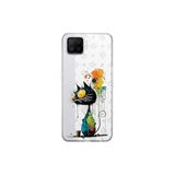 Oppo A73 ile Uyumlu Splash Kedi Tasarımlı Slimfit Şeffaf Silikon Kılıf