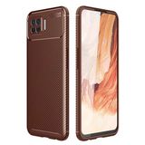 Oppo A73 Uyumlu Kılıf Auto Focus Karbon Kapak - Kahverengi