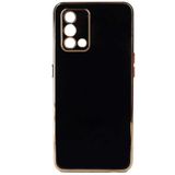 Oppo A74 4g Kılıf Parlak Kenarlı Altın Işlemeli Kamera Korumalı Kapak Bark