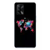 Oppo A74 Uyumlu Dünya Renkli Haritası Baskılı Silikon Kılıf