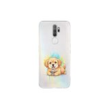 Oppo A9 2020 ile Uyumlu Splash Köpek Tasarımlı Şeffaf Silikon Kılıf
