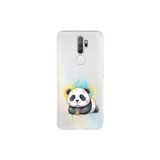 Oppo A9 2020 ile Uyumlu Splash Panda Tasarımlı Şeffaf Silikon Kılıf