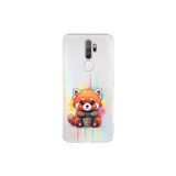 Oppo A9 2020 ile Uyumlu Splash Tilki Tasarımlı Şeffaf Silikon Kılıf