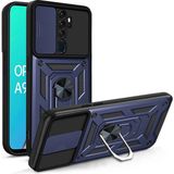 Oppo A9 2020 Kılıf Kamera Korumalı Zırh Tank Sürgülü Vega Kapak - Mavi