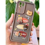 Oppo A91 - Reno 3 Kılıf Tasarımlı Desenli Kamera Korumalı Ayıcık Kahve Renkli Yumuşak Silikon Kap - Cute Coco