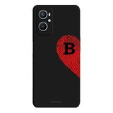 Oppo A96 4G İle Uyumlu Siyah B-Harfli Touch of Love Desenli Silikon Kılıf