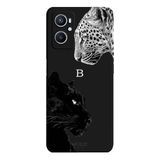 Oppo A96 4G İle Uyumlu Siyah B Harfli Wild Lovers Desenli Silikon Kılıf